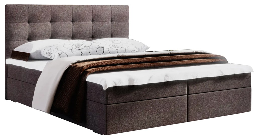 Pat matrimonial Boxspring 140 cm Fade 2 (maro închis) ( cu saltea și sp. depozitare). 1046495