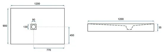 Cadita dus dreptunghiulara Rea Rock 90x120 negru