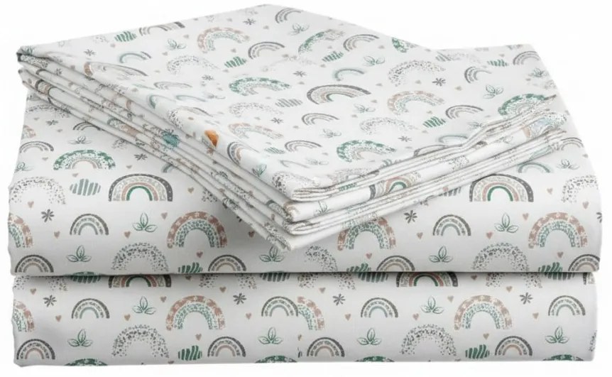 Set lenjerie de pat din microfibra pentru patut cu cearsaf RAINUBI, alba
