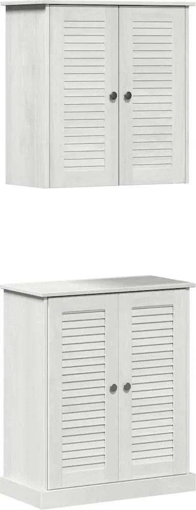 vidaXL Set de mobilier pentru baie cu raft 2 pcs Alb și Alb Antic