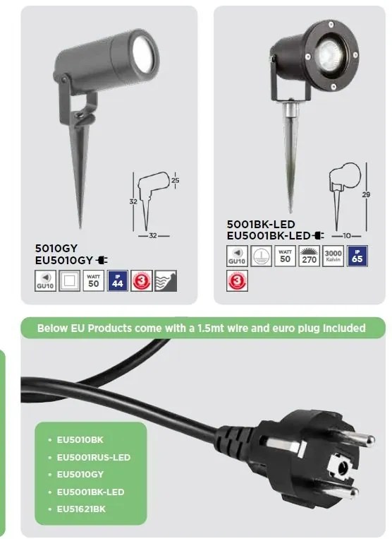 Proiector cu tarus, iluminat exterior IP65 Spikey GU10 LED