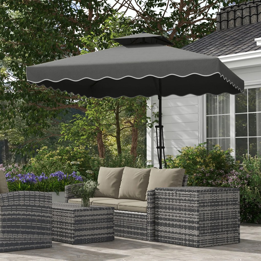 Outsunny Umbrelă Soare 2,5m Volane Duble Cruce | Aosom Romania