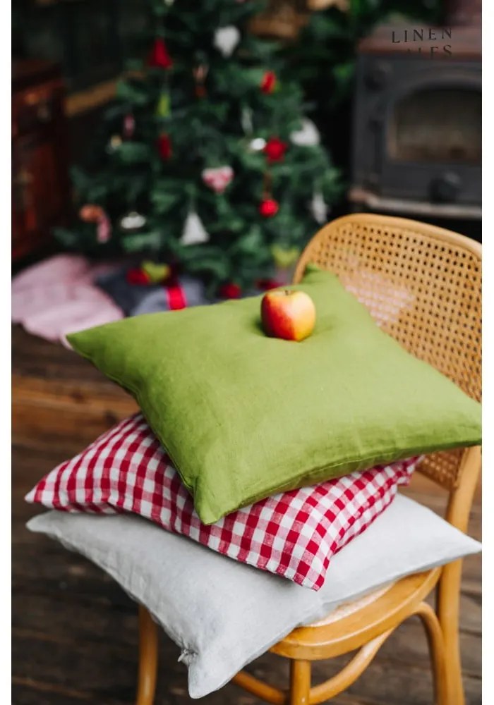 Față de pernă din in 50x50 cm Red Gingham – Linen Tales