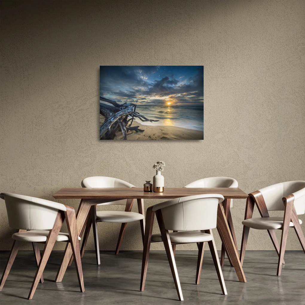 Tablou pe sticlă cu marea în apus de soare (70x50 cm)
