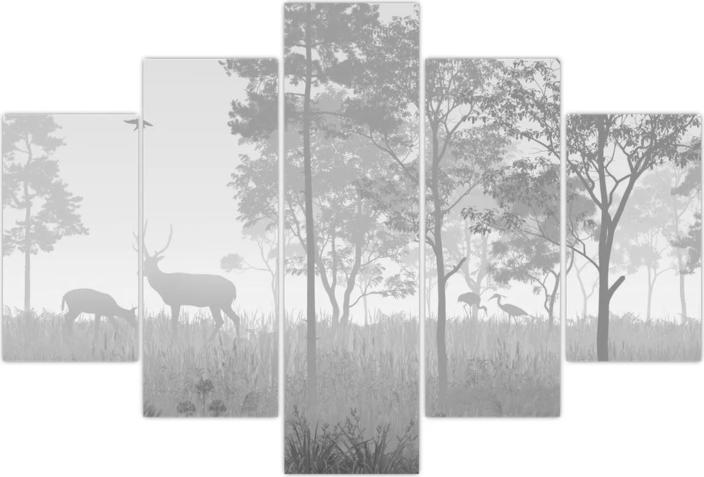 Tablou - Pajiște cu cerbi (150x105 cm)