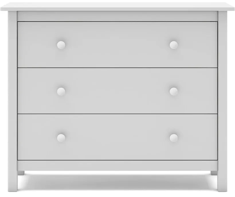 Comodă pentru copii albă joasă din lemn de pin 100x80 cm Max – Marckeric