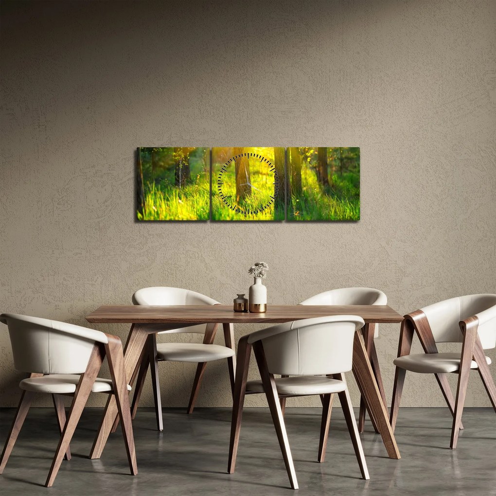 Tablou - Trezirea de primăvară a pădurii (cu ceas) (90x30 cm)