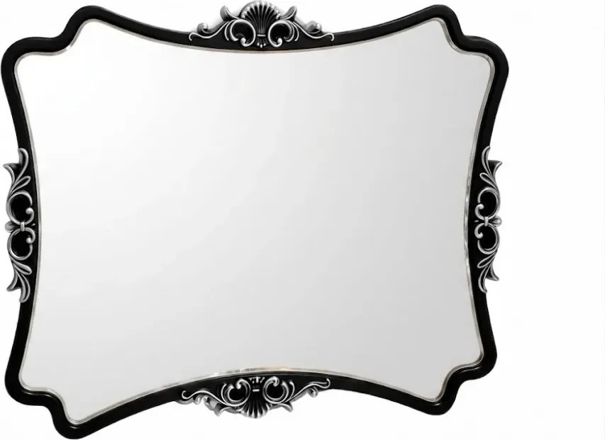 RESIGILAT- Oglindă decorativă de perete, ramă negru-argintiu antichizată, 60x80 cm