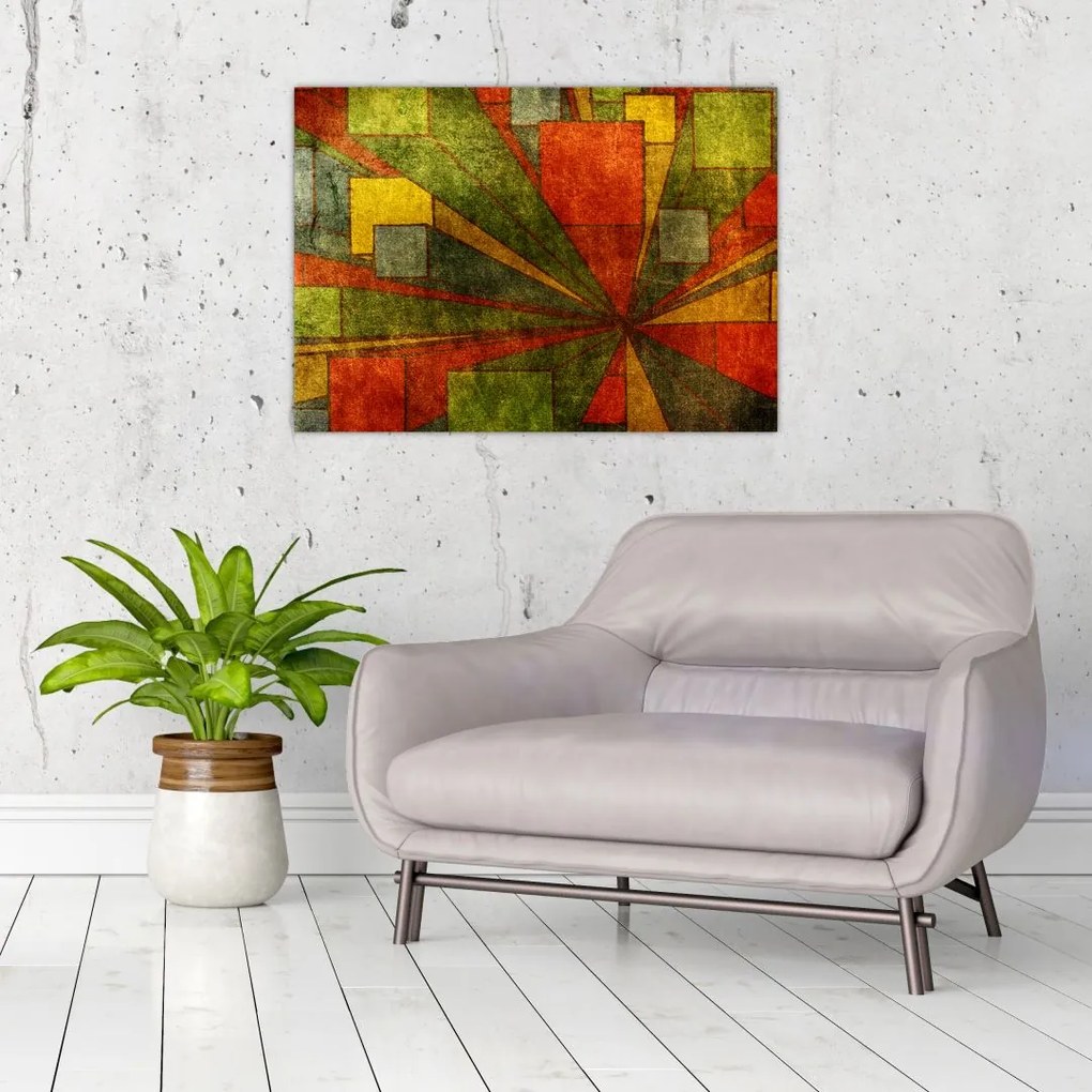 Tablou pe sticlă cu abstracție geometrică (70x50 cm)