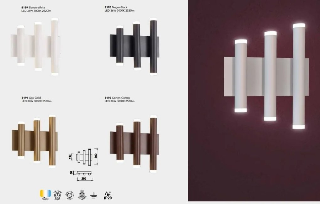 Aplica de perete LED tubular design minimalist CALA auriu
