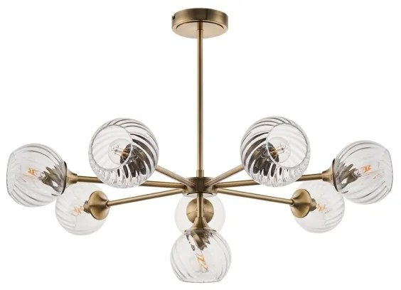 Lustră pe tijă Endon 103172 ALLEGRA 8xE14/7W/230V alamă/transparent