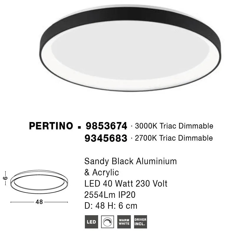 Plafoniera LED dimabila design circular PERTINO D-48cm