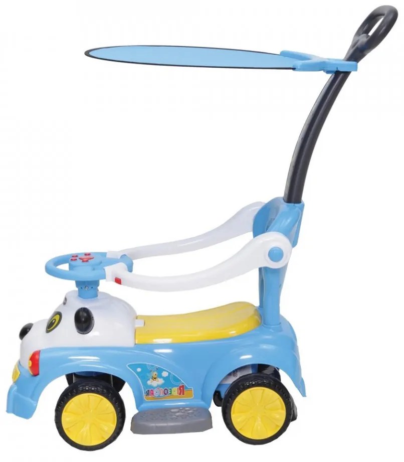 Masinuta copii si bebe NOVOKIDS™ Baby Panda Rider , Cu melodii si sunete, Maner de impins pentru parinti detasabil, Copertina de protectie