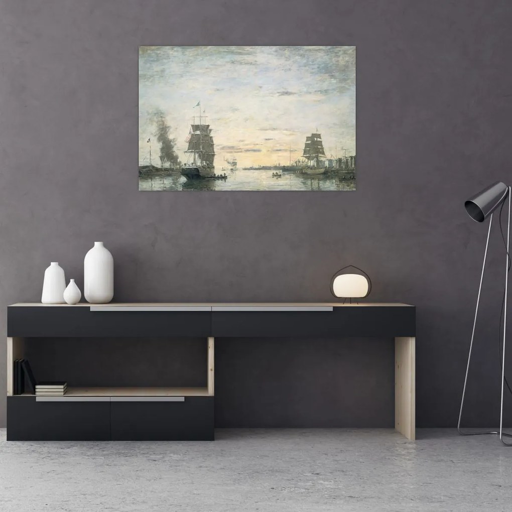 Tablou - Eugène Boudin, Entrance to the Harbor, Le Havre, reproducere (90x60 cm)