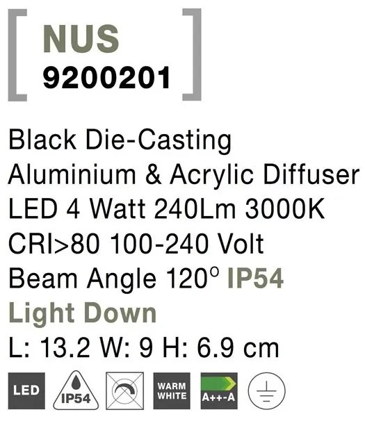 Aplica LED moderna de exterior cu iluminat ambiental IP54 NUS I