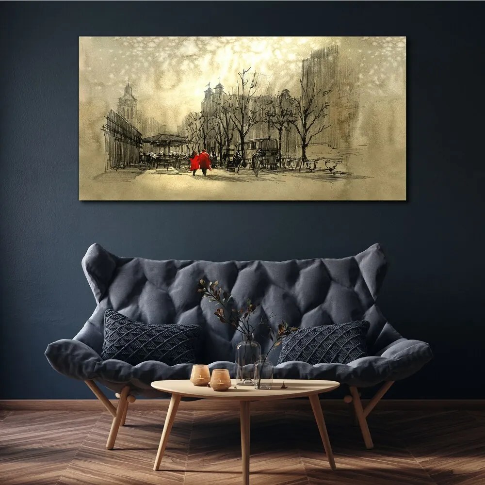 Tablou canvas cuplu de abstracție de oraș