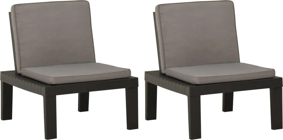 vidaXL Fotolii de grădină cu perne, 2 buc., gri, plastic