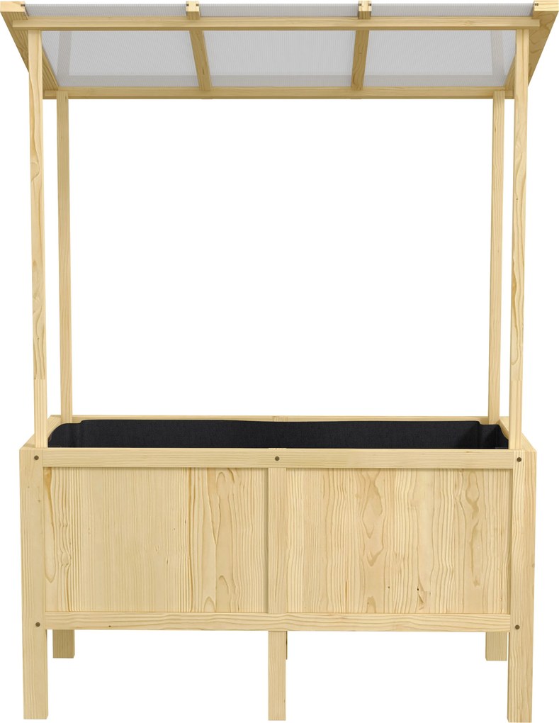 Outsunny Jardinieră înălțată cu acoperiș, orificii de drenaj, căptușeală din material nețesut, rezistentă la intemperii, lemn de brad, 110x60x152 cm | Aosom Romania
