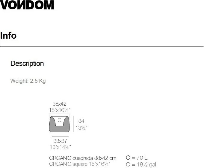 Ghiveci plante design decorativ exterior/interior Organic SQUARE 38x42x33cm