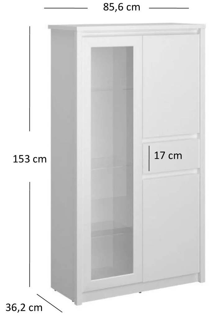 Vitrină Ethan 2D1W1S (alb). 1052908