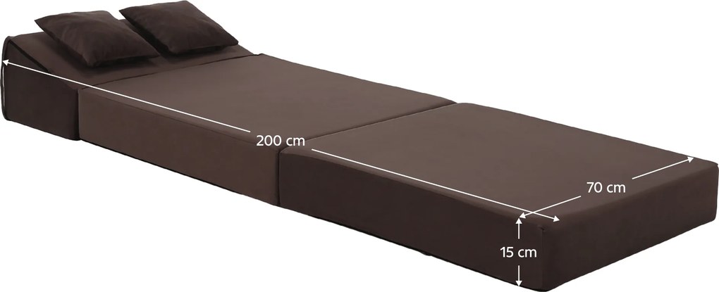 Saltea pliabilă/fotoliu extensibil, 2 in 1, maro Taupe, PELOS
