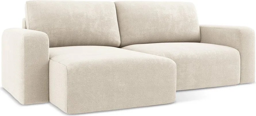 Colțar crem extensibil/cu spațiu de depozitare cu tapițerie din chenille (cu colț pe partea stângă/cu șezlong) Kona – Makamii