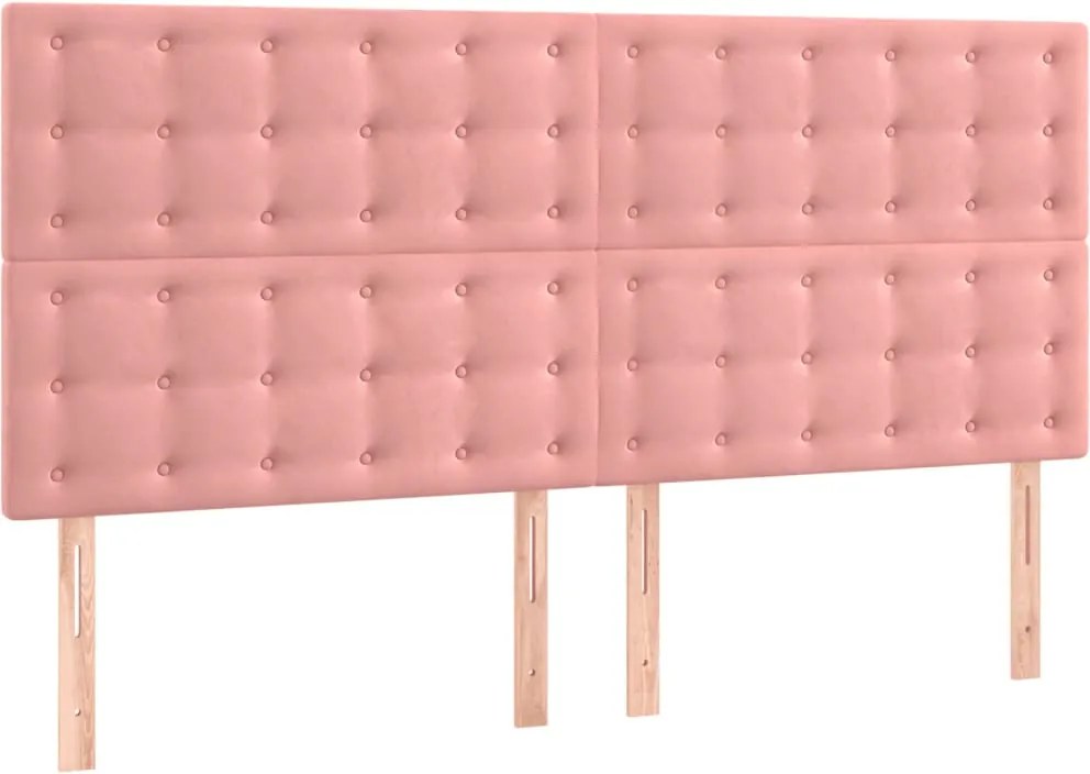 vidaXL Tăblie de pat roz 200x5x118/128 cm catifea
