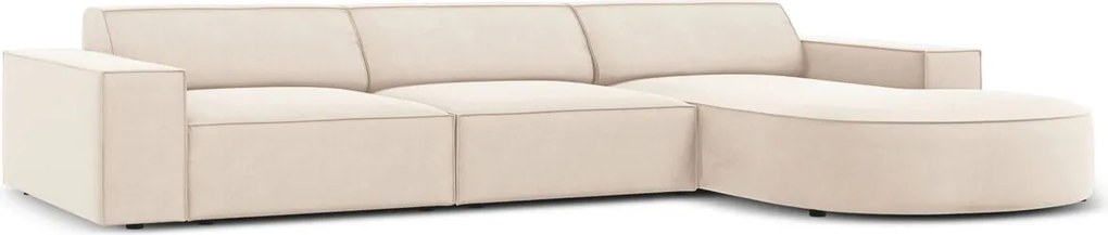 Coltar dreapta 4 locuri, Jodie, Micadoni Home, BL, forma rotunjita, 284x166x70 cm, catifea, bej deschis