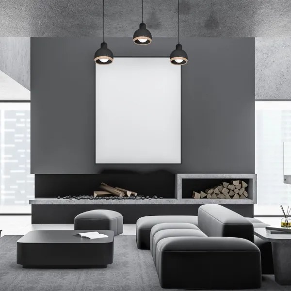 Lustră pe cablu OVAL 3xE27/60W/230V neagră