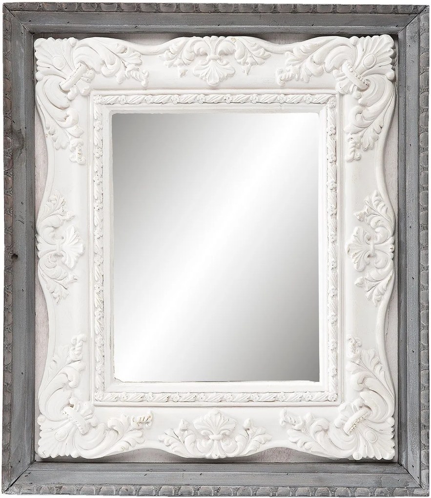 Oglinda decorativa perete lemn gri alb 41*4*47 cm