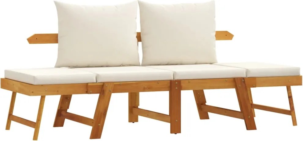 vidaXL Bancă de grădină cu perne 2 în 1, lemn masiv de acacia