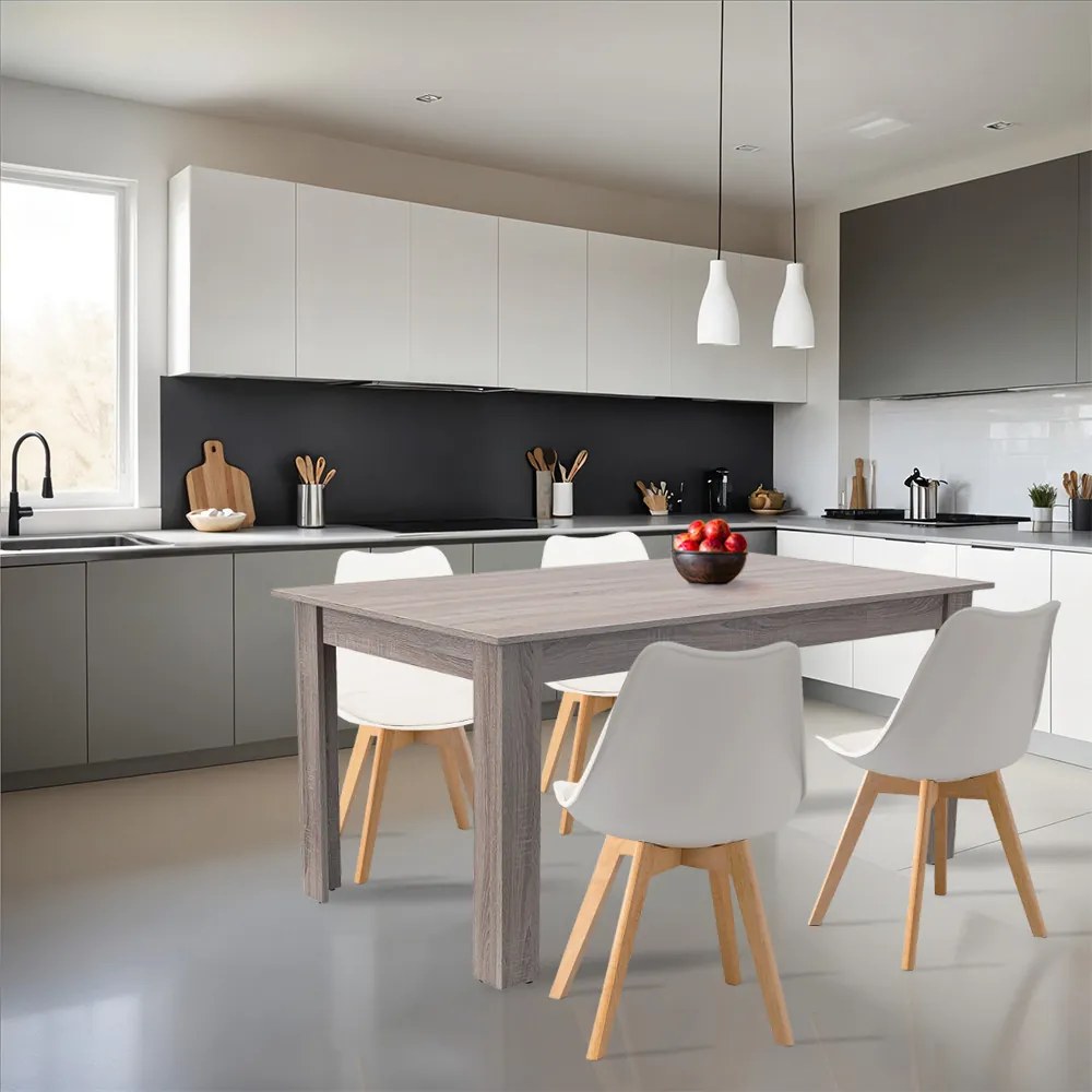 Set de masă Lola 4+1 alb-stejar York