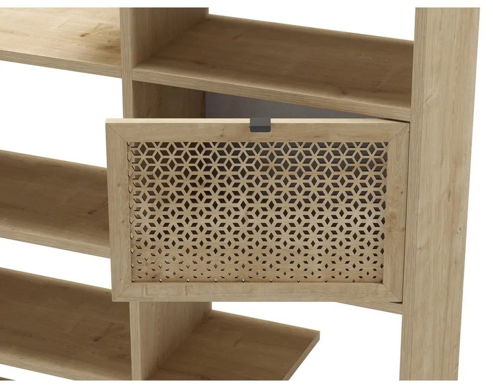 Bibliotecă în culoare naturală cu aspect de lemn de stejar 99x160 cm Inca – Marckeric