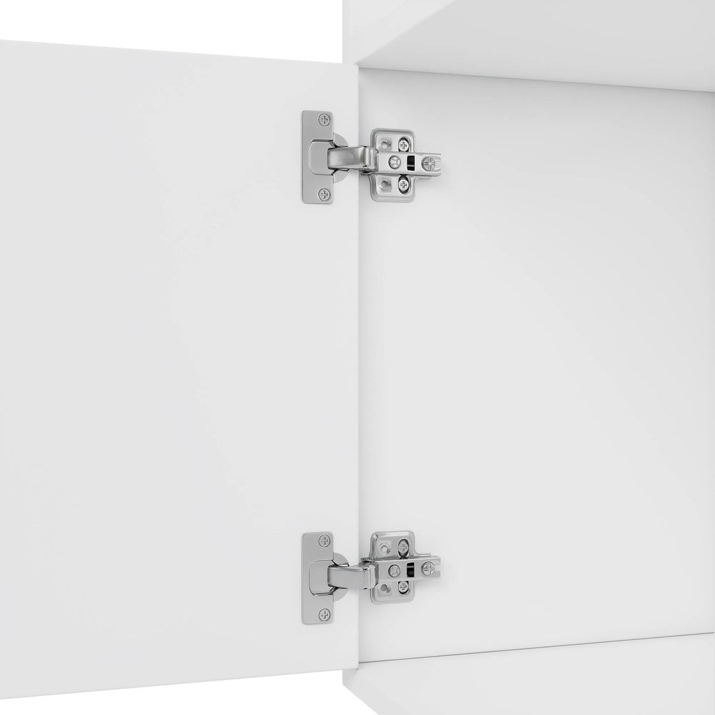 Bibliotecă cu iluminare ambientală LED cu schimbare de culoare, uși duble și mai multe rafturi, 80x30x173 cm, Alb