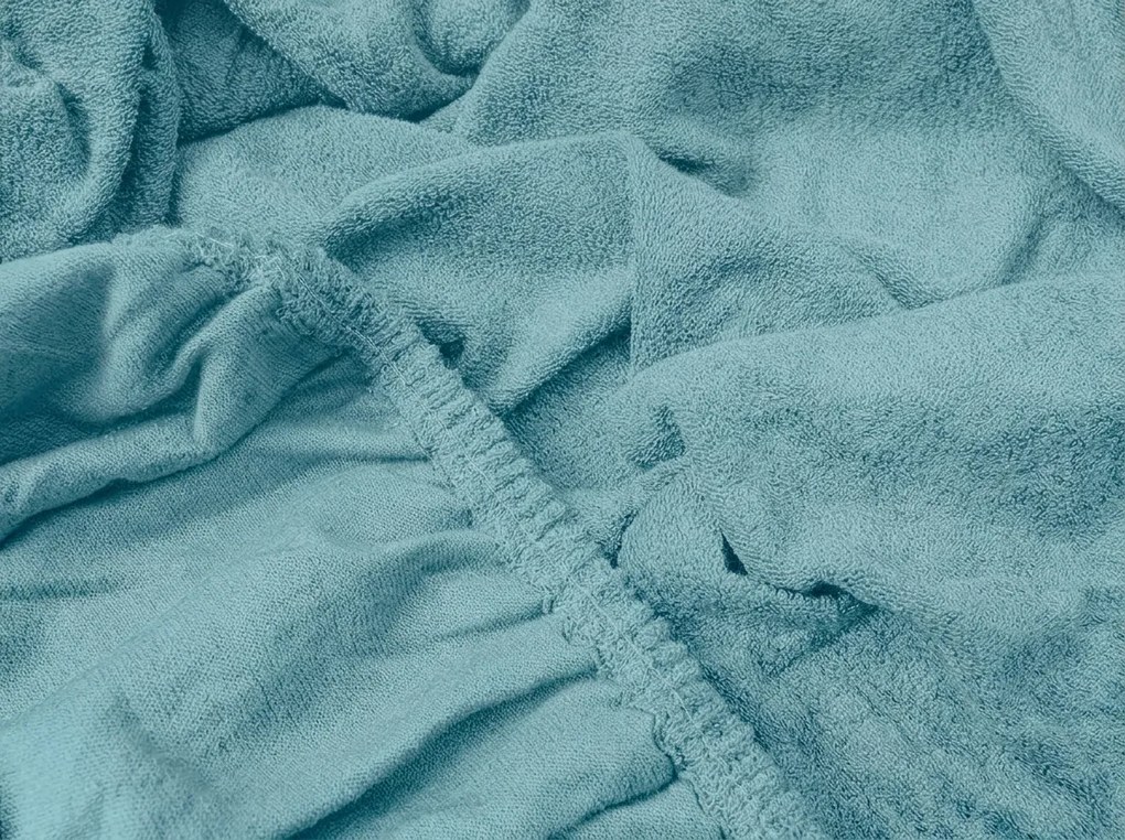 Cearsaf cu elastic din fleece MOLTON modrozelen 180 x 200 cm