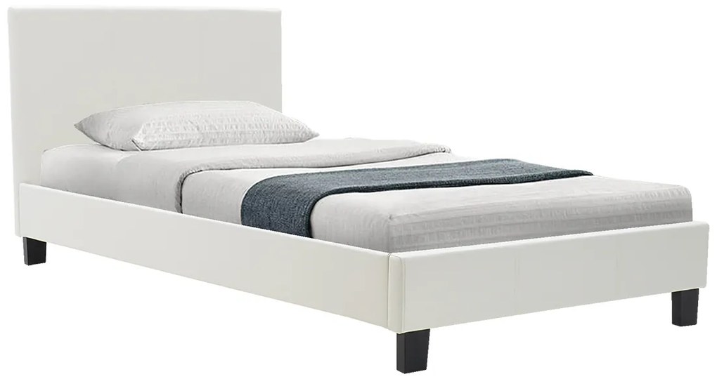 Pat Pentru O Persoana Nomer Piele Ecologica Alb Mat 100x200 Cm