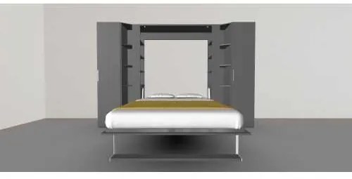 Set pat rabatabil dublu (150X200), 2 dulapuri SINGLE Wardrobe (50 cm) si 2 minibiblioteci cross - NOVA SMALL WARDROBE SET
