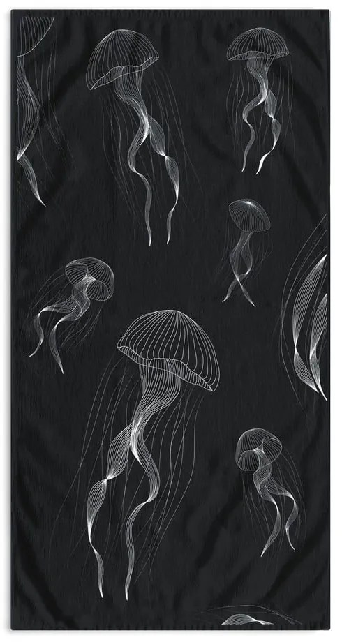 Prosop de plajă negru-alb 90x180 cm Jellyfish – DecoKing