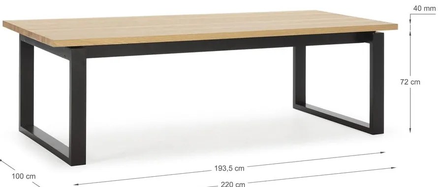 Masă de dining cu blat cu aspect de lemn de stejar 100x220 cm Rina – Marckeric