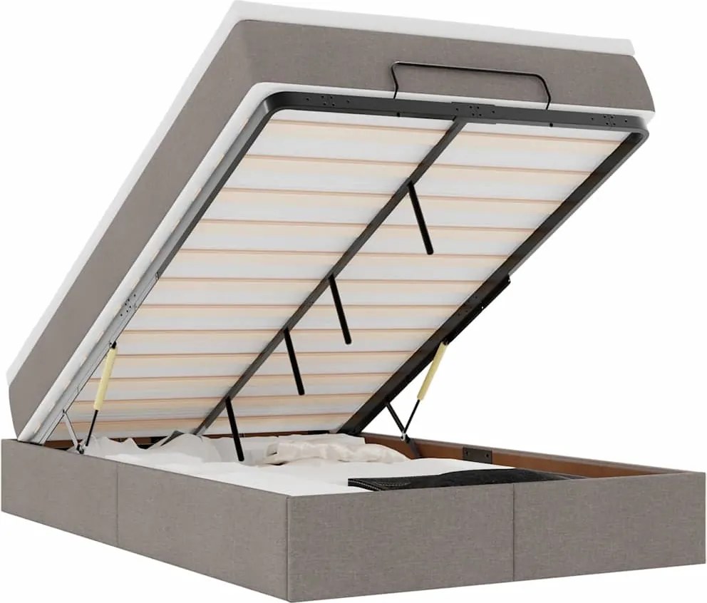 vidaXL Cadru de pat otoman cu saltea Taupe 120x200cm Material