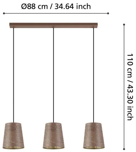 Lustră pe cablu SEGEZIA 3xE27/40W/230V Eglo 99438