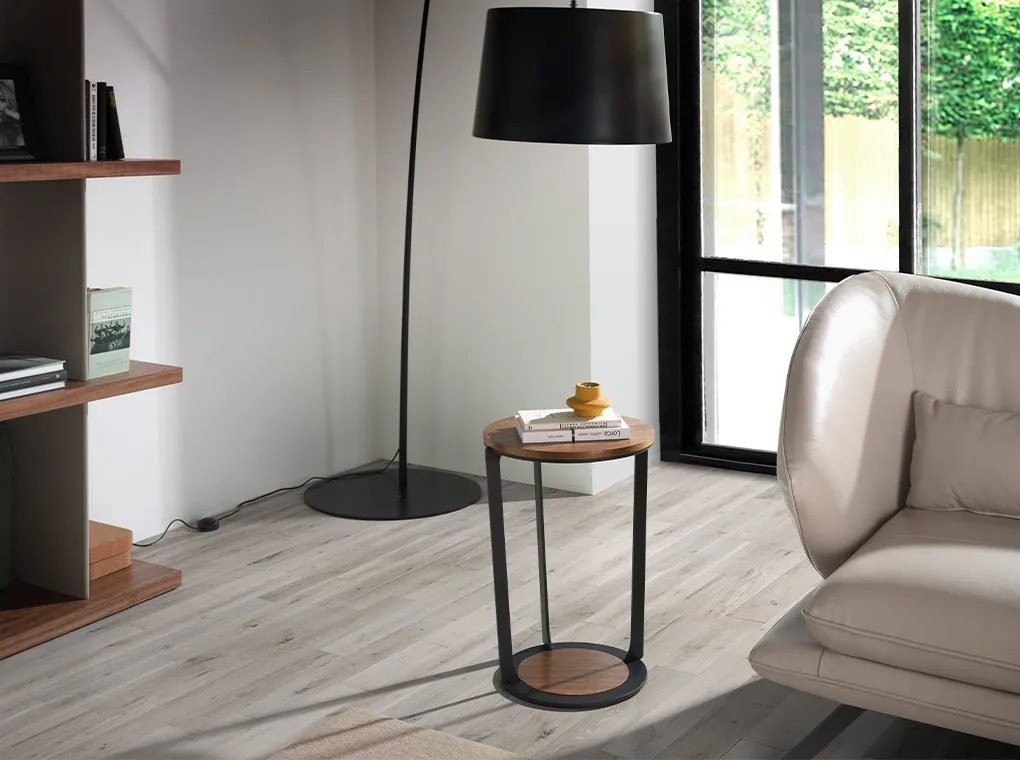 Masuta laterala moderna design LUX Wood and Black, 38cm