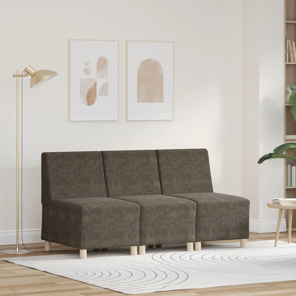 vidaXL Fotoliu 3 pcs Gri închis 55 cm Piele ecologică de suede