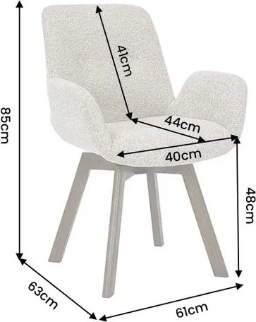 Set de 2 scaune pivotante, Lemn de stejar, textil boucle taupe BALTIC