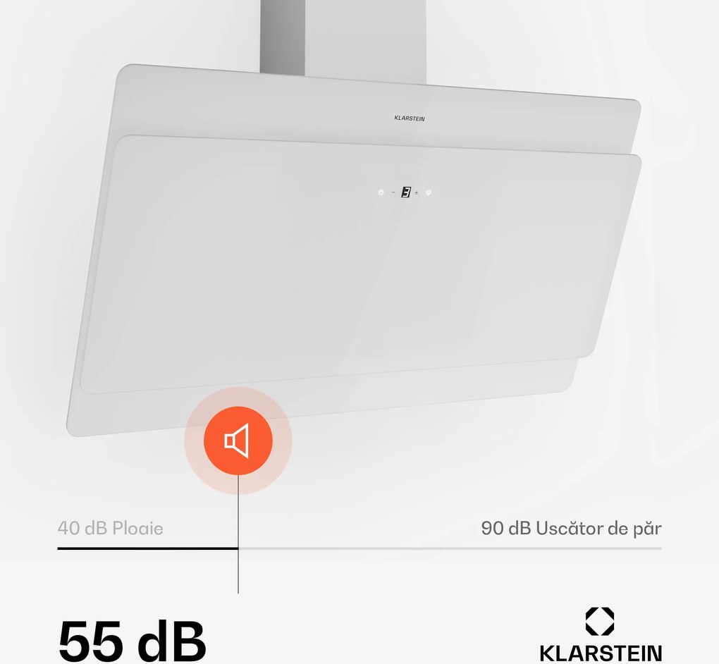 Klarstein Aurica 90, hotă pentru aburi, 90 cm, 610 m³/h, LED, alb