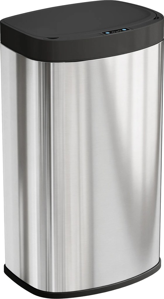 HOMCOM Coș bucătărie automat 55L din oțel inoxidabil, coș cu capac cu închidere lină, 38x28,5x69cm, argintiu | Aosom Romania