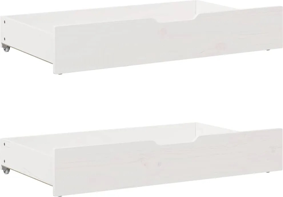 vidaXL Sertare de pat, 2 buc., 90x55x17 cm, alb, lemn masiv de pin