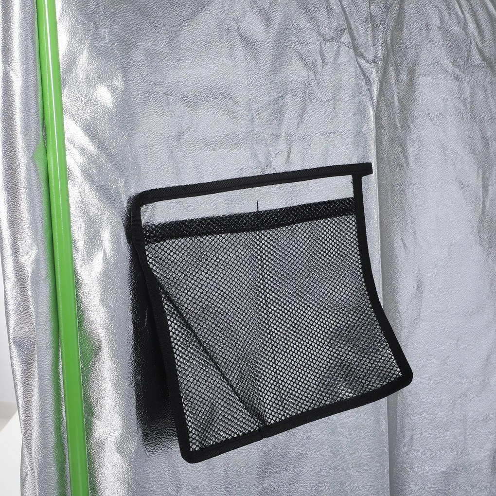 Outsunny Cort Hidroponic din Oxford 600D cu 5 Orificii de Ventilație Reglabile și Fereastră, 80x80x160 cm, Negru | Aosom Romania
