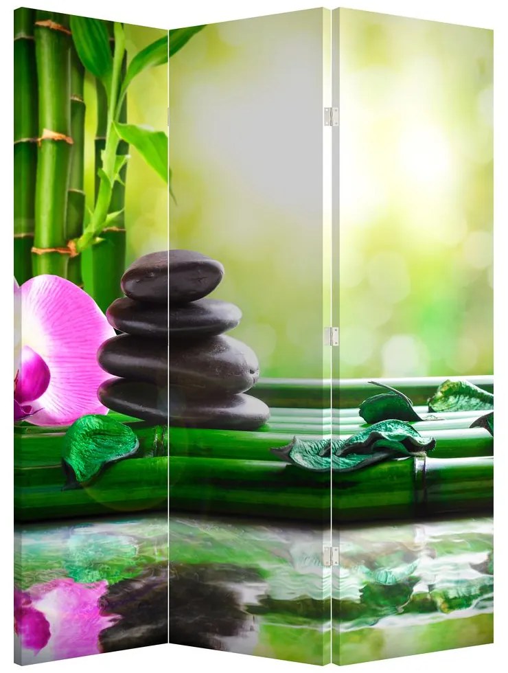 Paravan - Pietre pentru masaj și orhidee (126x170 cm)