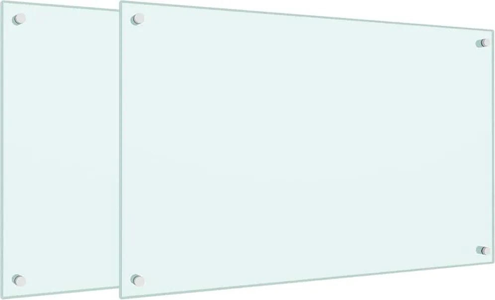 vidaXL Panou antistropi bucătărie 2 buc. alb 80x50cm sticlă securizată